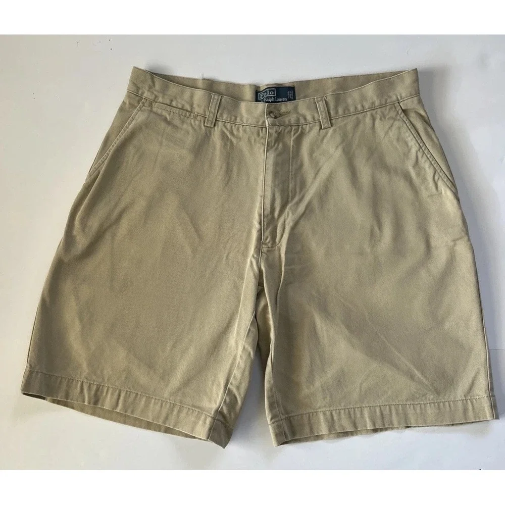 Polo Ralph Lauren Shorts Size 35 Khaki Cotton Prospect Classic Chino Golf Summer